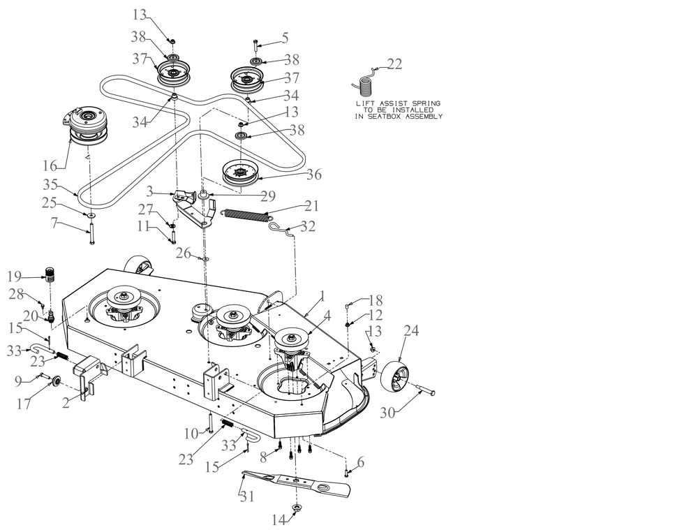Deck Diagram and Parts List for RZT-SX54KW (17AICBYA010)(2020) Cub Cadet Lawn Tractor